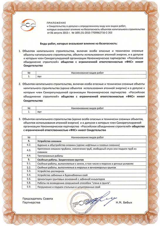 Свидетельство СРО ООО «ФКС-Опочка»